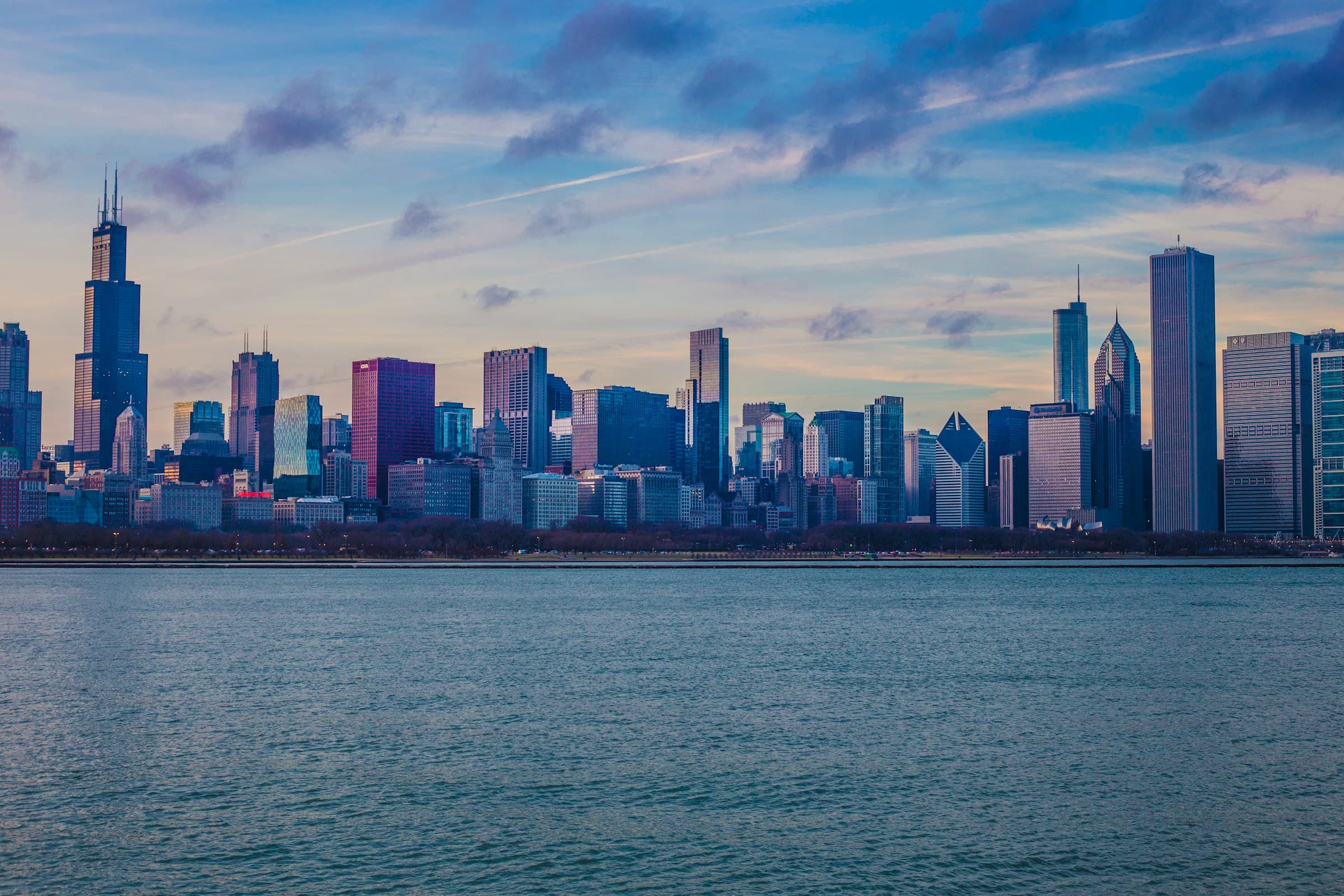 Chicago skyline at dusk